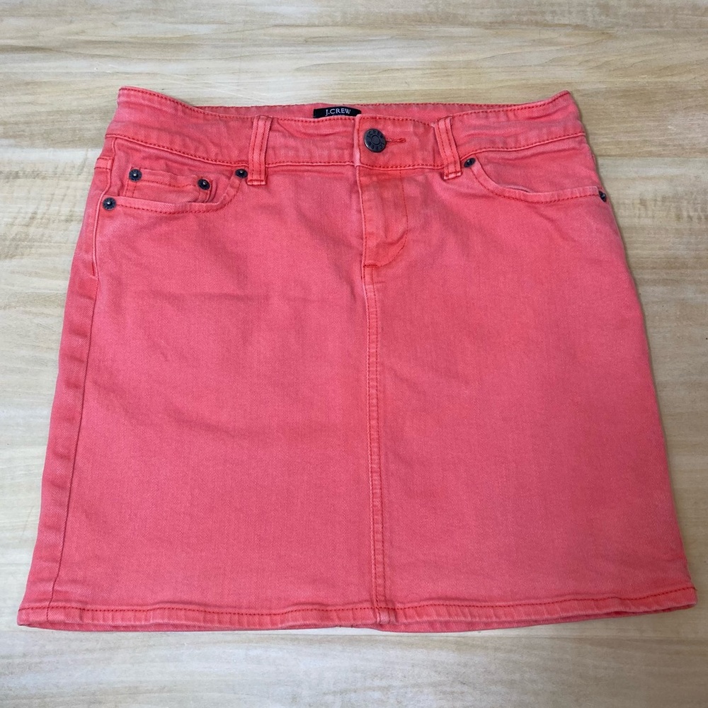 J. Crew Coral Denim Stretch Skirt